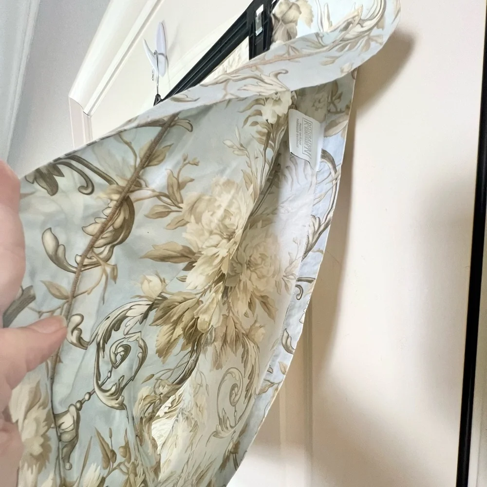 Restoration Hardware Italian Floral Shams French Blue Taupe 100% Cotton Set of 2